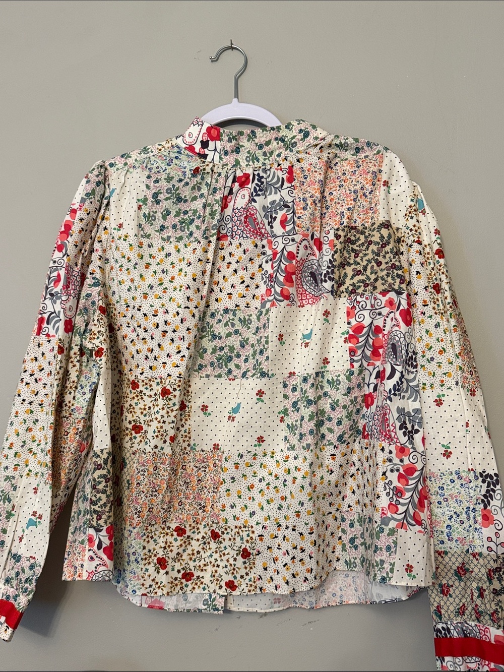 Hunter Bell Rory Floral Patchwork Ruffle Neck Top NWT Size M